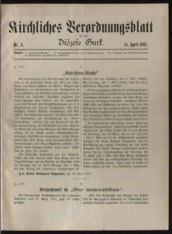 Kirchliches Verordnungsblatt für die Diözese Gurk 19160415 Seite: 1