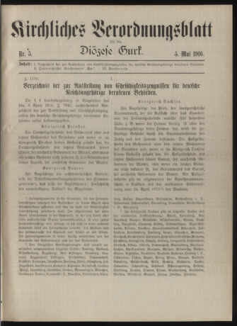 Kirchliches Verordnungsblatt für die Diözese Gurk 19160505 Seite: 1