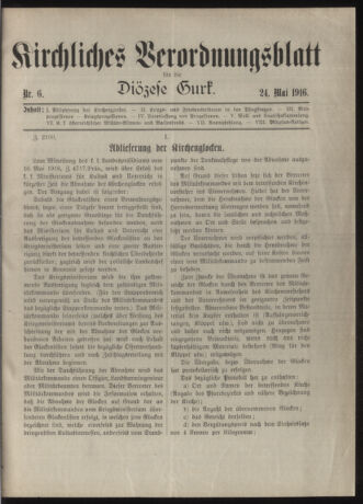 Kirchliches Verordnungsblatt für die Diözese Gurk 19160524 Seite: 1