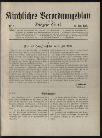 Kirchliches Verordnungsblatt für die Diözese Gurk 19160615 Seite: 1