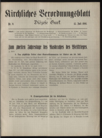 Kirchliches Verordnungsblatt für die Diözese Gurk 19160715 Seite: 1