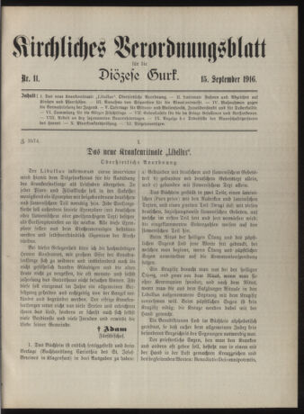 Kirchliches Verordnungsblatt für die Diözese Gurk 19160915 Seite: 1