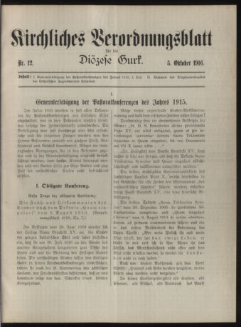 Kirchliches Verordnungsblatt für die Diözese Gurk 19161005 Seite: 1