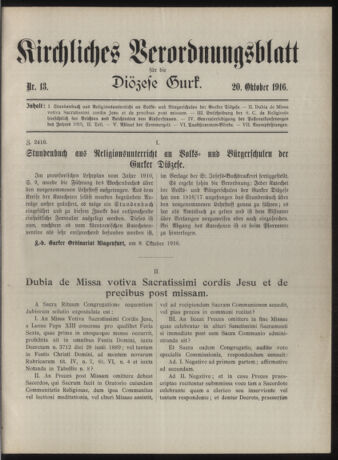 Kirchliches Verordnungsblatt für die Diözese Gurk 19161020 Seite: 1