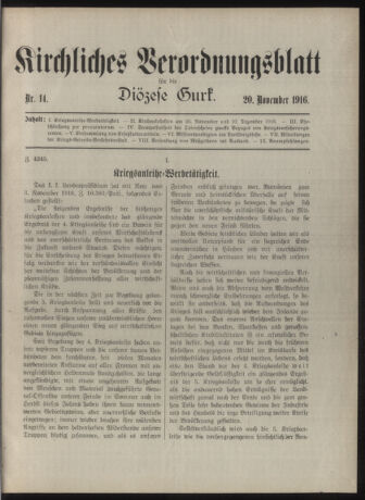 Kirchliches Verordnungsblatt für die Diözese Gurk 19161120 Seite: 1