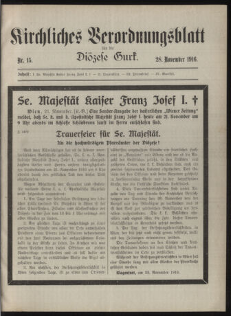 Kirchliches Verordnungsblatt für die Diözese Gurk 19161128 Seite: 1