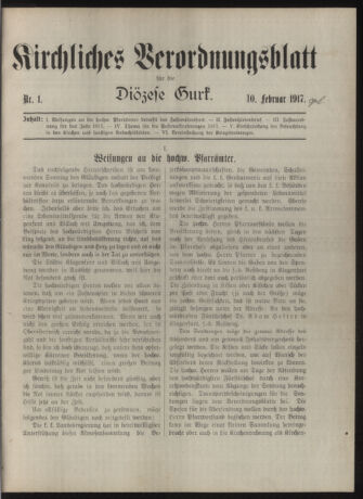 Kirchliches Verordnungsblatt für die Diözese Gurk 19170210 Seite: 1