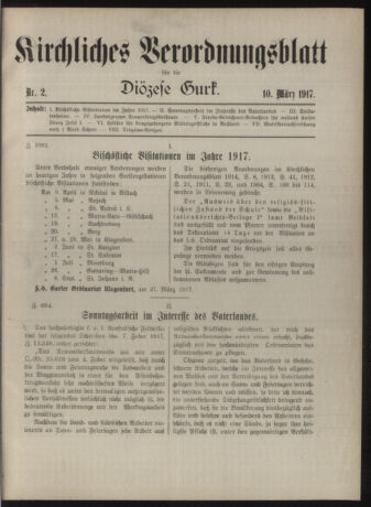 Kirchliches Verordnungsblatt für die Diözese Gurk 19170310 Seite: 1