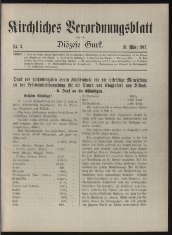 Kirchliches Verordnungsblatt für die Diözese Gurk 19170331 Seite: 1