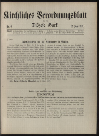 Kirchliches Verordnungsblatt für die Diözese Gurk 19170612 Seite: 1