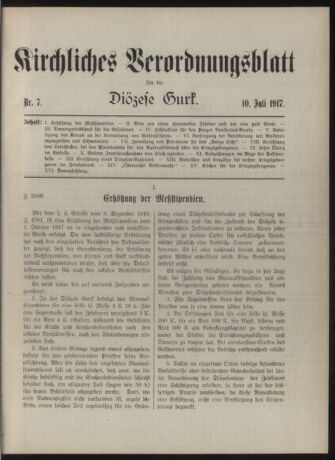 Kirchliches Verordnungsblatt für die Diözese Gurk 19170710 Seite: 1