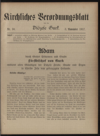 Kirchliches Verordnungsblatt für die Diözese Gurk 19171103 Seite: 1