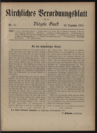 Kirchliches Verordnungsblatt für die Diözese Gurk 19171228 Seite: 1