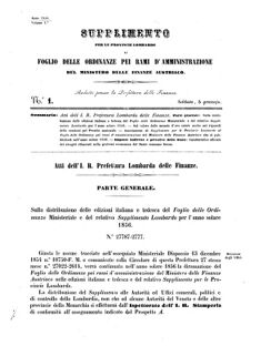 Verordnungsblatt für den Dienstbereich des K.K. Finanzministeriums für die im Reichsrate Vertretenen Königreiche und Länder 18560105 Seite: 1