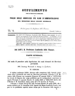 Verordnungsblatt für den Dienstbereich des K.K. Finanzministeriums für die im Reichsrate Vertretenen Königreiche und Länder 18560207 Seite: 1