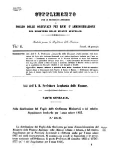 Verordnungsblatt für den Dienstbereich des K.K. Finanzministeriums für die im Reichsrate Vertretenen Königreiche und Länder 18570112 Seite: 1