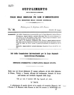 Verordnungsblatt für den Dienstbereich des K.K. Finanzministeriums für die im Reichsrate Vertretenen Königreiche und Länder 18570528 Seite: 1