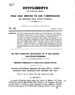 Verordnungsblatt für den Dienstbereich des K.K. Finanzministeriums für die im Reichsrate Vertretenen Königreiche und Länder 18570804 Seite: 1