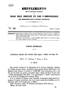 Verordnungsblatt für den Dienstbereich des K.K. Finanzministeriums für die im Reichsrate Vertretenen Königreiche und Länder 18580403 Seite: 1