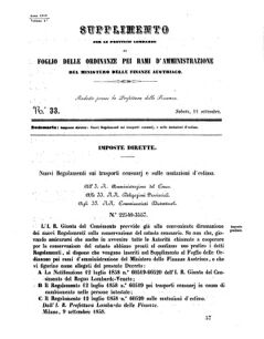 Verordnungsblatt für den Dienstbereich des K.K. Finanzministeriums für die im Reichsrate Vertretenen Königreiche und Länder 18580911 Seite: 1