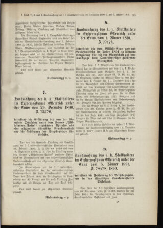 Landes-Gesetz- und Verordnungsblatt für Österreich unter der Enns 18910114 Seite: 35