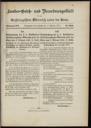 Landes-Gesetz- und Verordnungsblatt für Österreich unter der Enns 18910114 Seite: 37