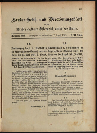 Landes-Gesetz- und Verordnungsblatt für Österreich unter der Enns 18910827 Seite: 1