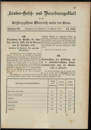 Landes-Gesetz- und Verordnungsblatt für Österreich unter der Enns 18911019 Seite: 1