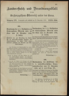 Landes-Gesetz- und Verordnungsblatt für Österreich unter der Enns 18911220 Seite: 1