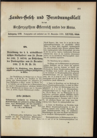 Landes-Gesetz- und Verordnungsblatt für Österreich unter der Enns 18911230 Seite: 1