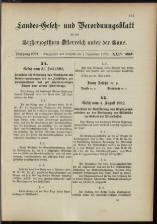 Landes-Gesetz- und Verordnungsblatt für Österreich unter der Enns 18920901 Seite: 1