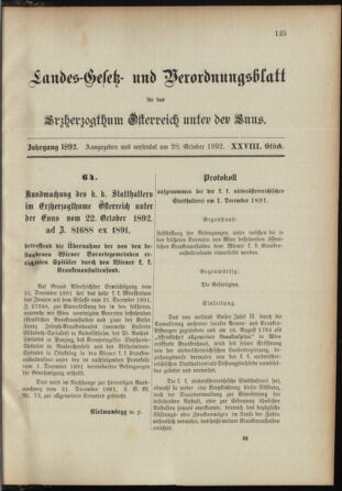 Landes-Gesetz- und Verordnungsblatt für Österreich unter der Enns 18921028 Seite: 1