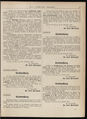 Amtsblatt der landesfürstlichen Hauptstadt Graz 18961010 Seite: 27