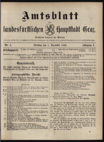 Amtsblatt der landesfürstlichen Hauptstadt Graz 18961201 Seite: 1