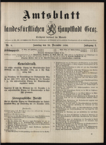 Amtsblatt der landesfürstlichen Hauptstadt Graz 18961220 Seite: 1