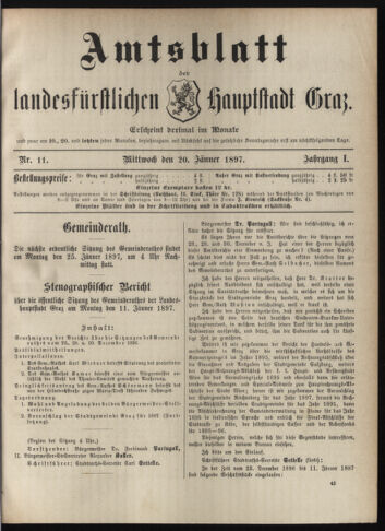 Amtsblatt der landesfürstlichen Hauptstadt Graz 18970120 Seite: 1