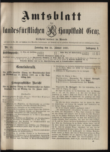 Amtsblatt der landesfürstlichen Hauptstadt Graz 18970131 Seite: 1