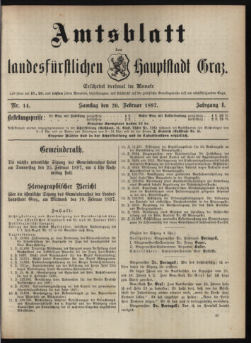 Amtsblatt der landesfürstlichen Hauptstadt Graz 18970220 Seite: 1