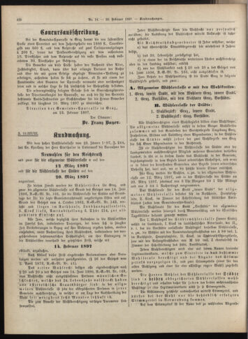 Amtsblatt der landesfürstlichen Hauptstadt Graz 18970220 Seite: 18