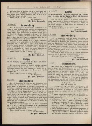 Amtsblatt der landesfürstlichen Hauptstadt Graz 18970220 Seite: 20