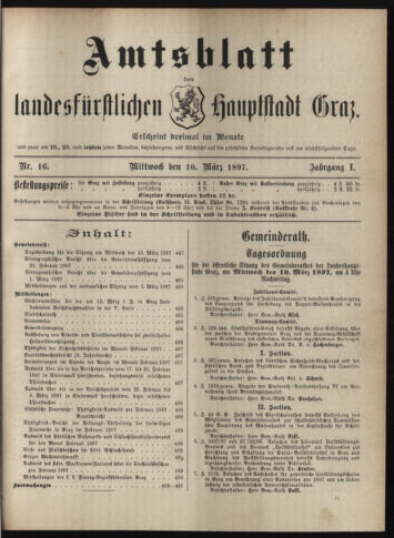 Amtsblatt der landesfürstlichen Hauptstadt Graz 18970310 Seite: 1