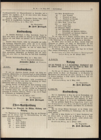 Amtsblatt der landesfürstlichen Hauptstadt Graz 18970310 Seite: 45