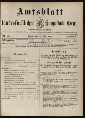 Amtsblatt der landesfürstlichen Hauptstadt Graz 18970320 Seite: 1