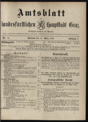 Amtsblatt der landesfürstlichen Hauptstadt Graz 18970331 Seite: 1