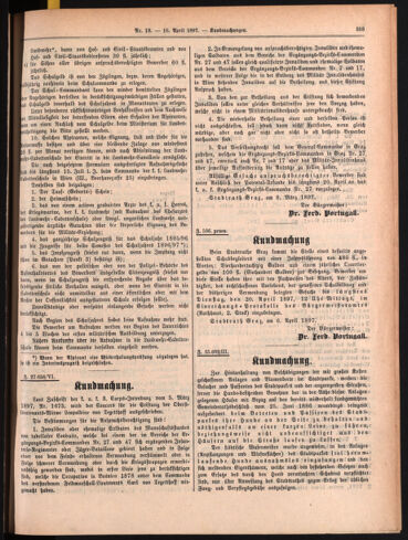 Amtsblatt der landesfürstlichen Hauptstadt Graz 18970410 Seite: 15