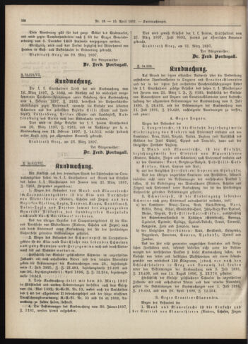 Amtsblatt der landesfürstlichen Hauptstadt Graz 18970410 Seite: 16