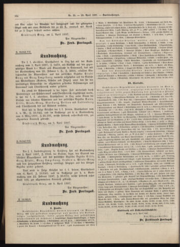 Amtsblatt der landesfürstlichen Hauptstadt Graz 18970420 Seite: 22