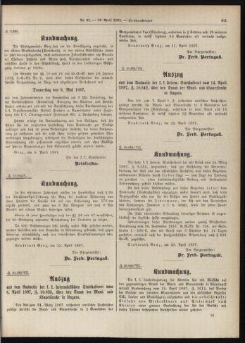 Amtsblatt der landesfürstlichen Hauptstadt Graz 18970430 Seite: 25