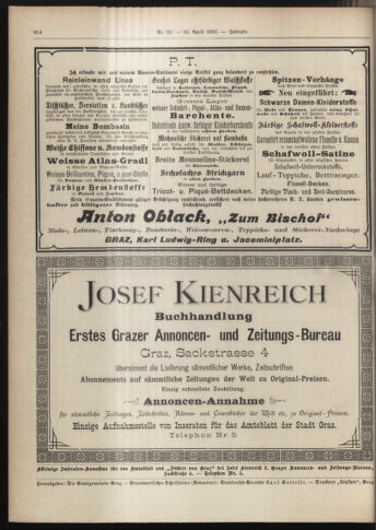 Amtsblatt der landesfürstlichen Hauptstadt Graz 18970430 Seite: 28