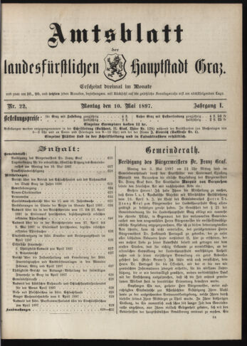 Amtsblatt der landesfürstlichen Hauptstadt Graz 18970510 Seite: 1